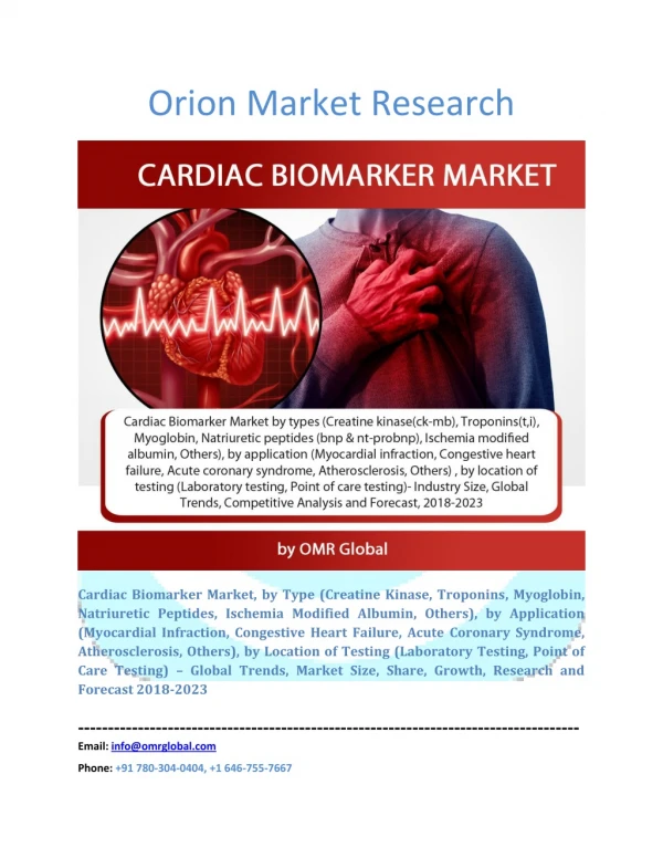 Cardiac Biomarker Market Industry Size, Global Trends, Growth, Opportunities, Market Share and Market Forecast 2018-2023