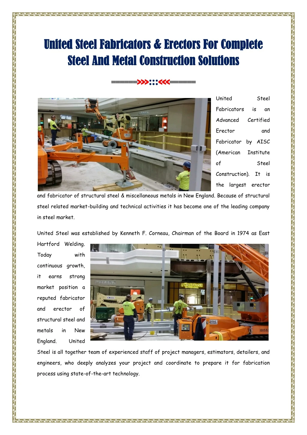 united steel fabricators erectors for complete