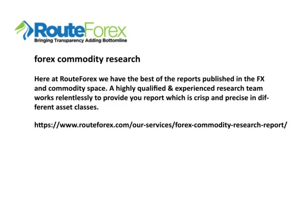 Fx Commodity Trading Research Report Company in Delhi - Route Forex