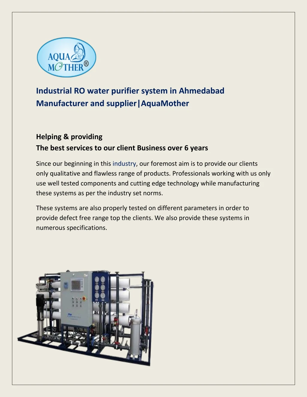 industrial ro water purifier system in ahmedabad