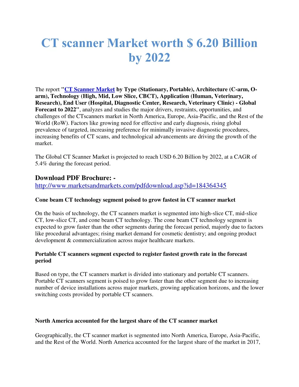 ct scanner market worth 6 20 billion by 2022