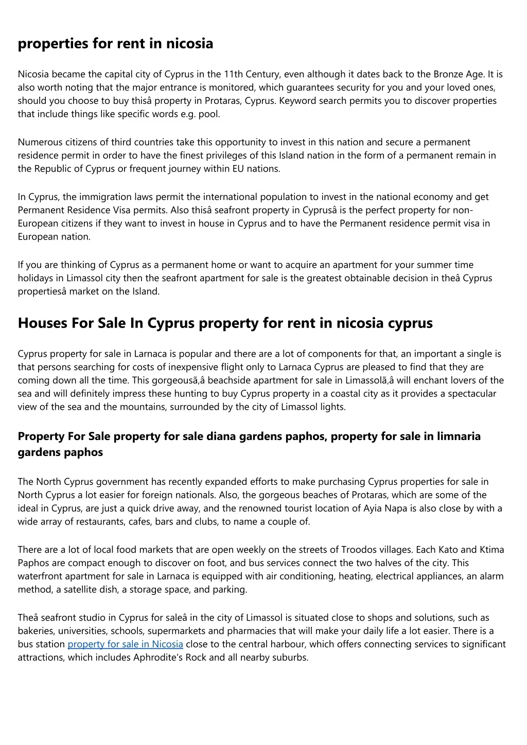 properties for rent in nicosia