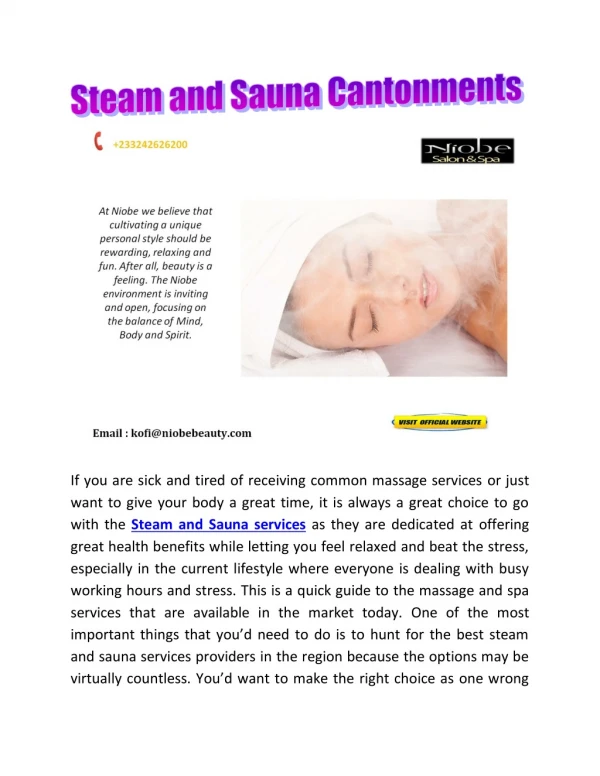 Steam and Sauna Services Cantonments