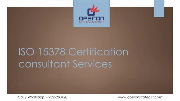ISO 15378 Certification consultant Services | operon strategist