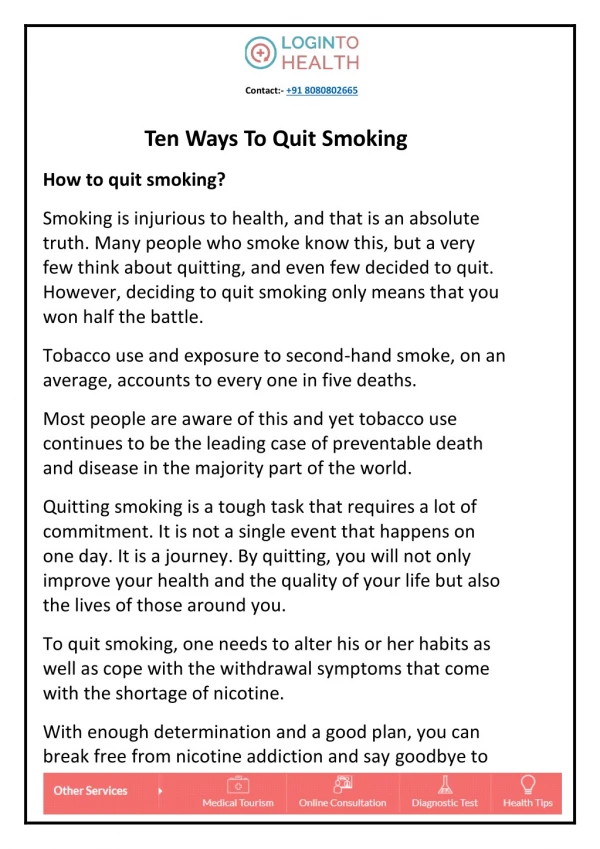 Ten Ways To Quit Smoking