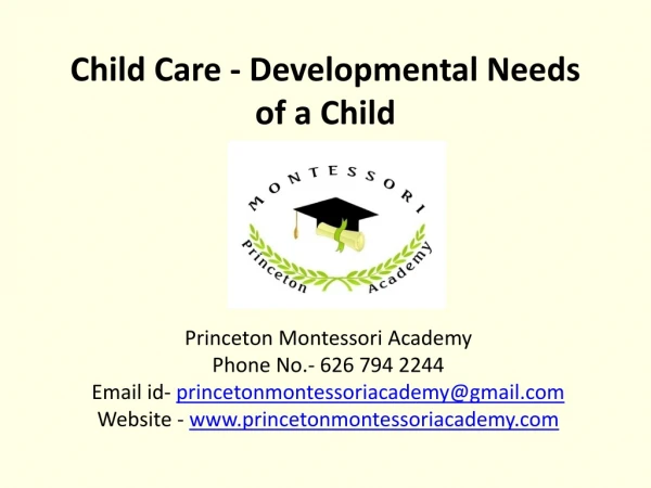 Preschool Pasadena CA Child Care - Developmental Needs of a Child
