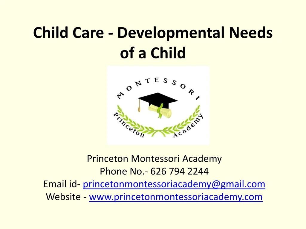 child care developmental needs of a child