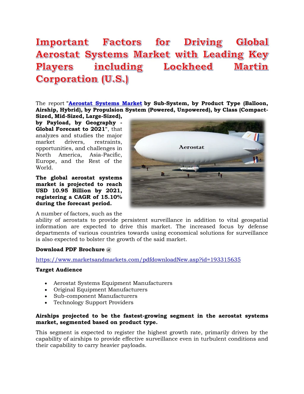 the report aerostat systems market by sub system