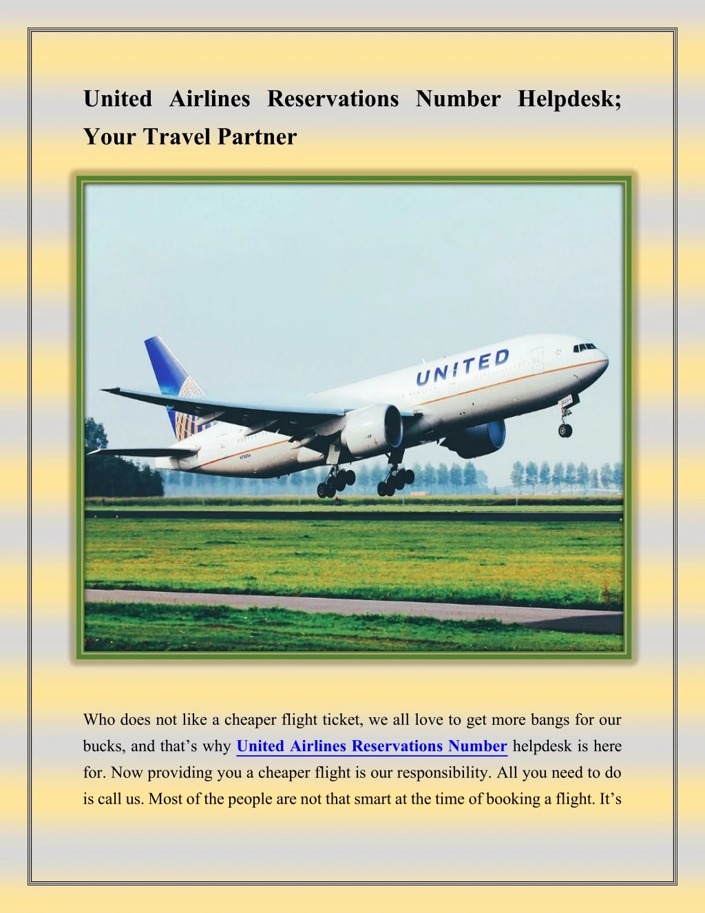 united airlines reservations number helpdesk your