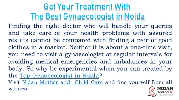 Get Your Treatment with the Best Gynaecologist in Noida