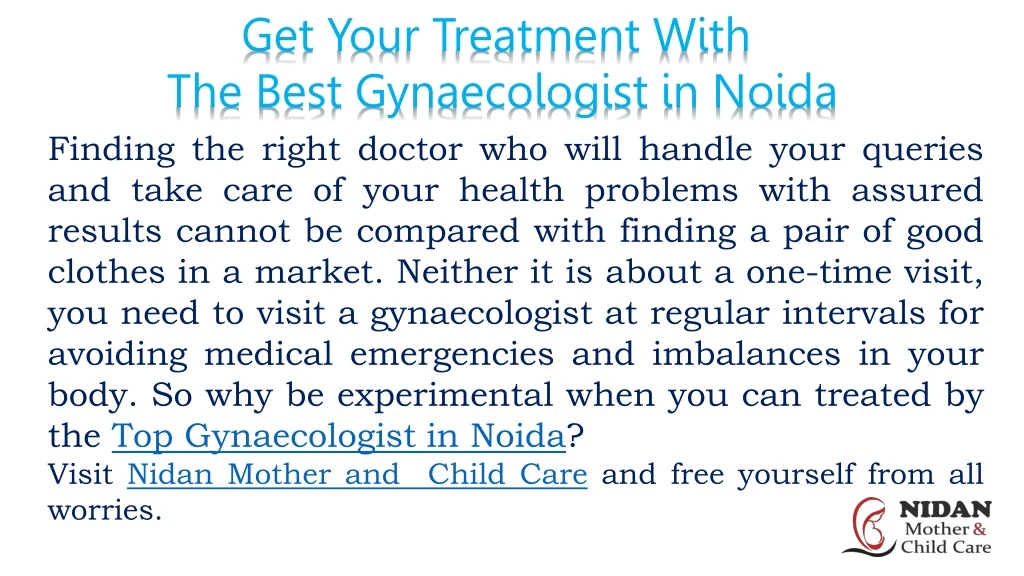 get your treatment with the best gynaecologist