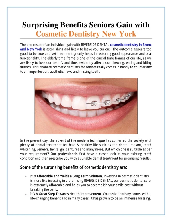 Surprising Benefits Seniors Gain with Cosmetic Dentistry New York