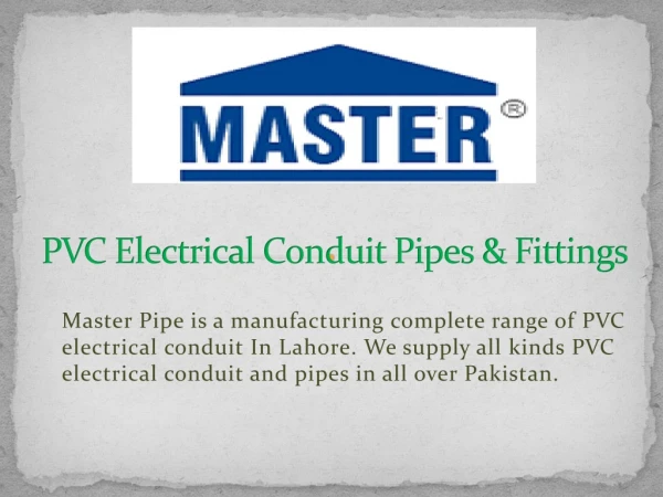 PVC Electrical Conduit Pipes & Fittings