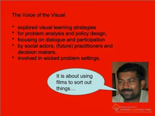 The Voice of the Visualexplored visual learning strategies for problem analysis and policy design - slide 1