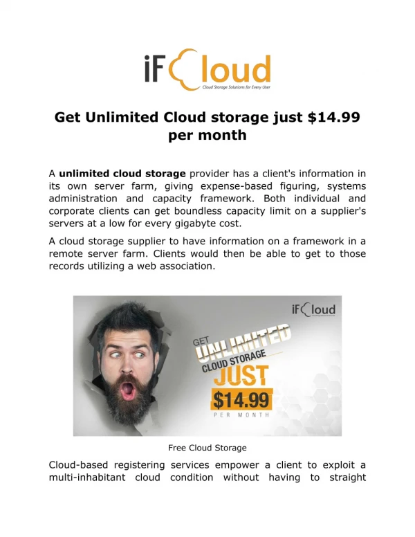 Get Unlimited Cloud storage just $14.99 per month