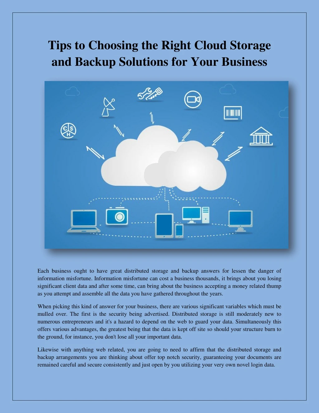 tips to choosing the right cloud storage