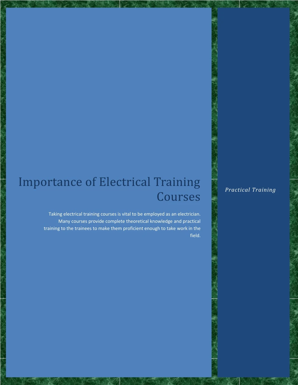 importance of electrical training