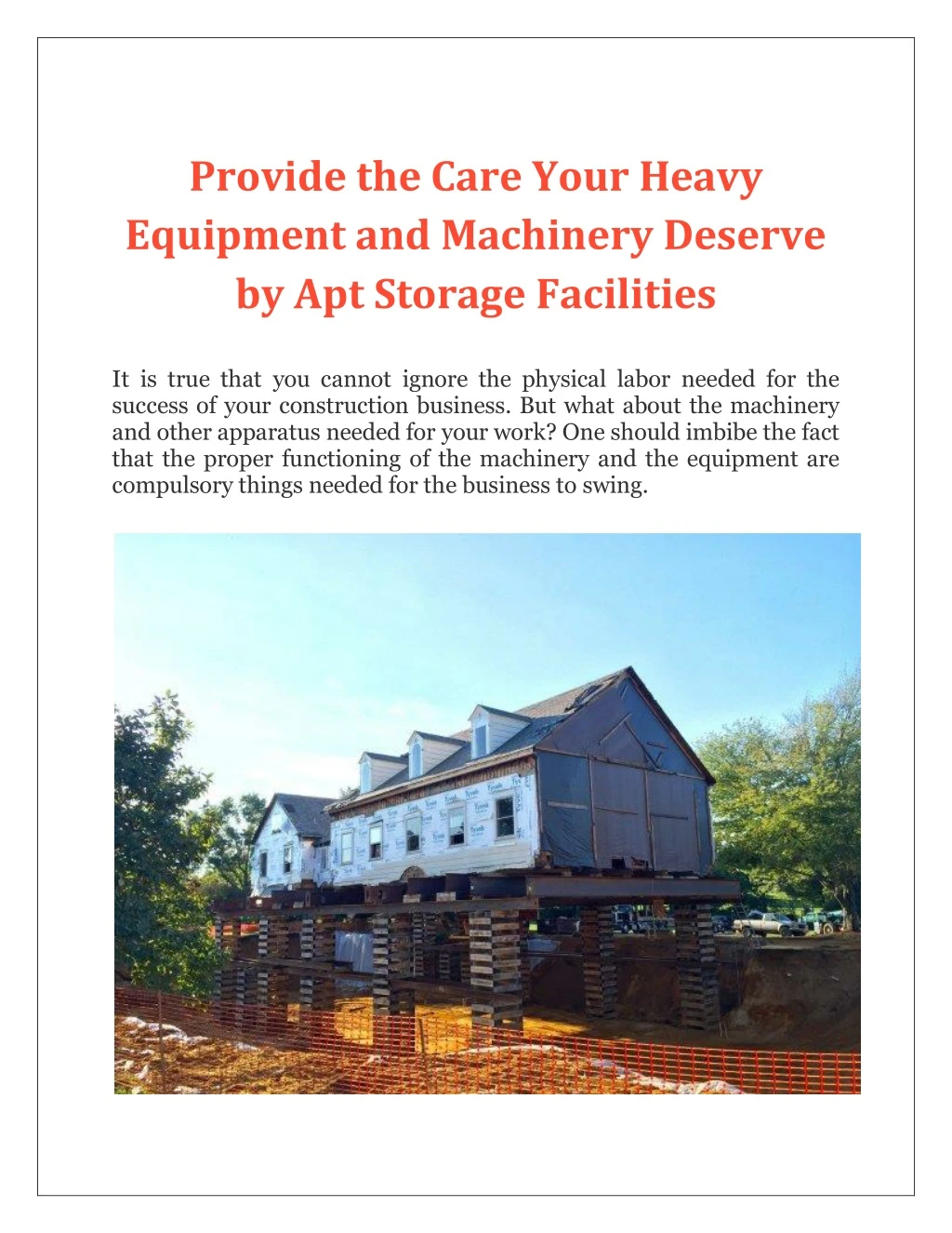 provide the care your heavy equipment