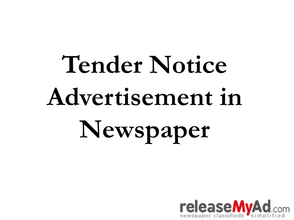 tender notice advertisement in newspaper