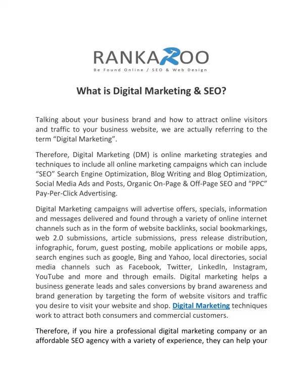 What is Digital Marketing and SEO? - Rankaroo