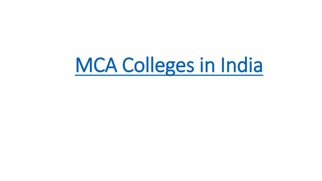 mca colleges in india