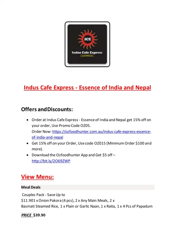Indus Cafe Express - Essence of India and Nepal-Geebung - Order Food Online