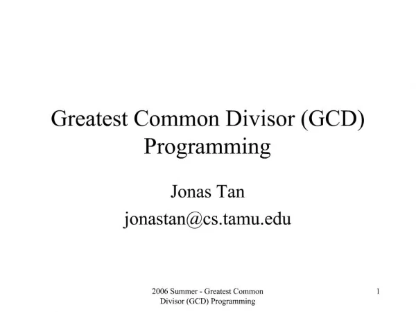 Greatest Common Divisor GCD Programming