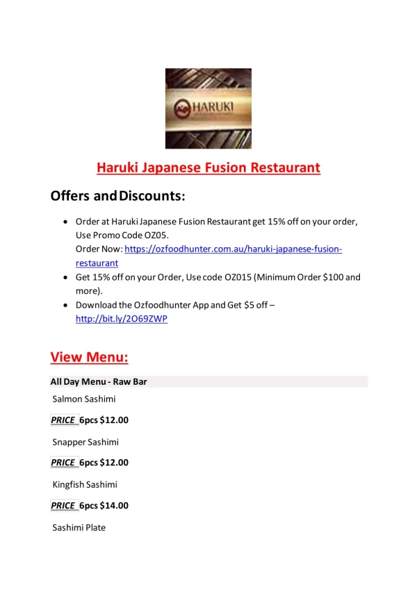 25% Off -Haruki Japanese Fusion Restaurant-Camden - Order Food Online