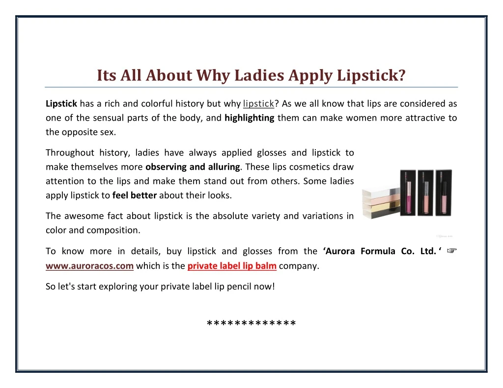 its all about why ladies apply lipstick