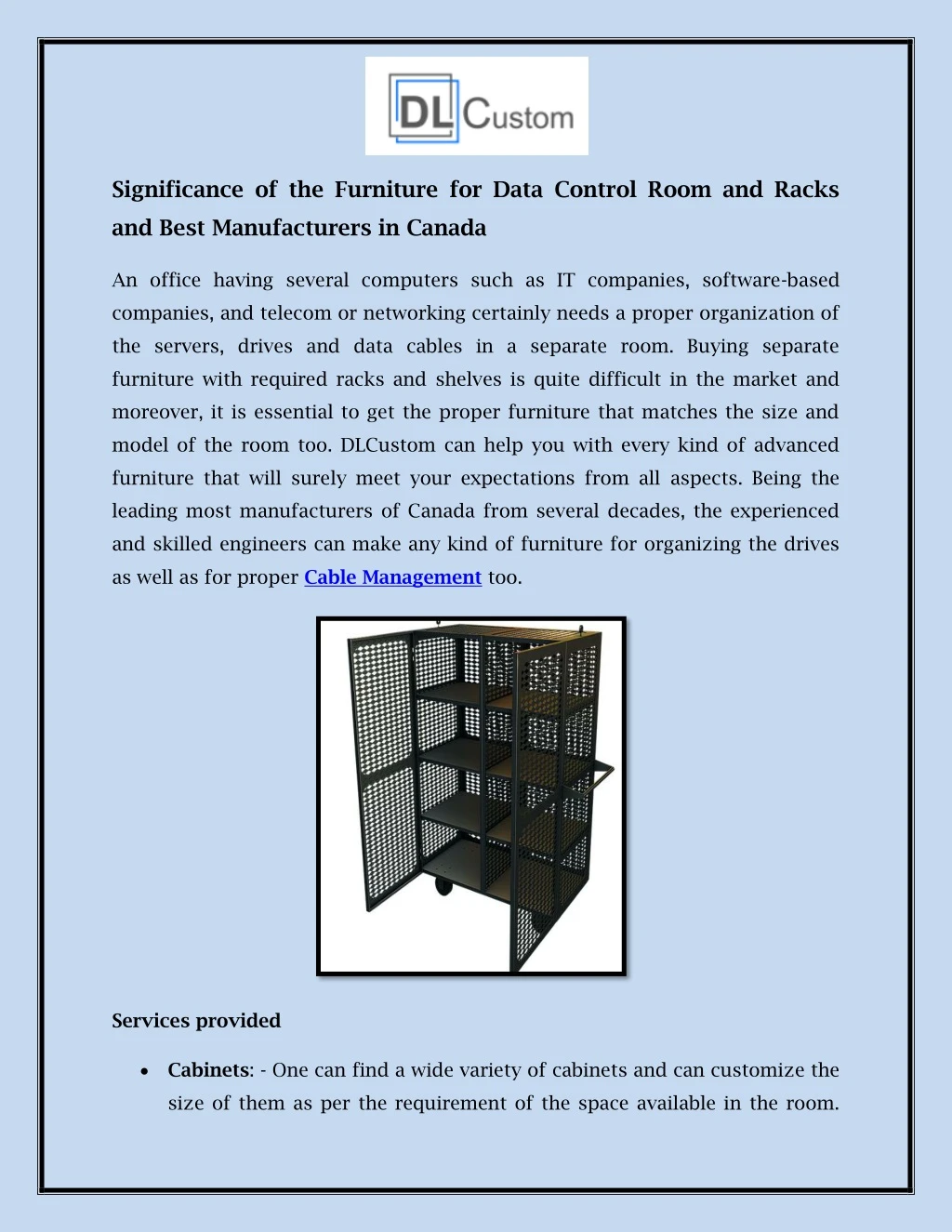 significance of the furniture for data control