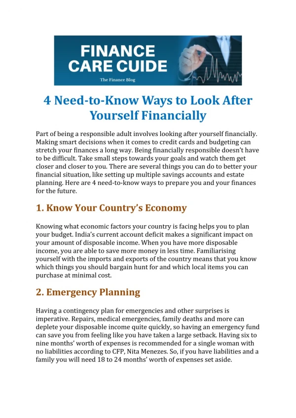 4 Need-to-Know Ways to Look After Yourself Financially