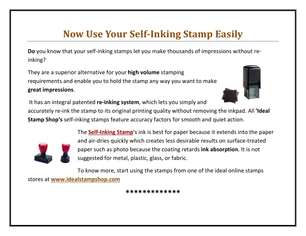 now use your self inking stamp easily