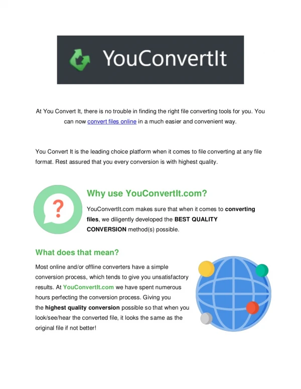 Convert files online in a much easier way - You Convert It