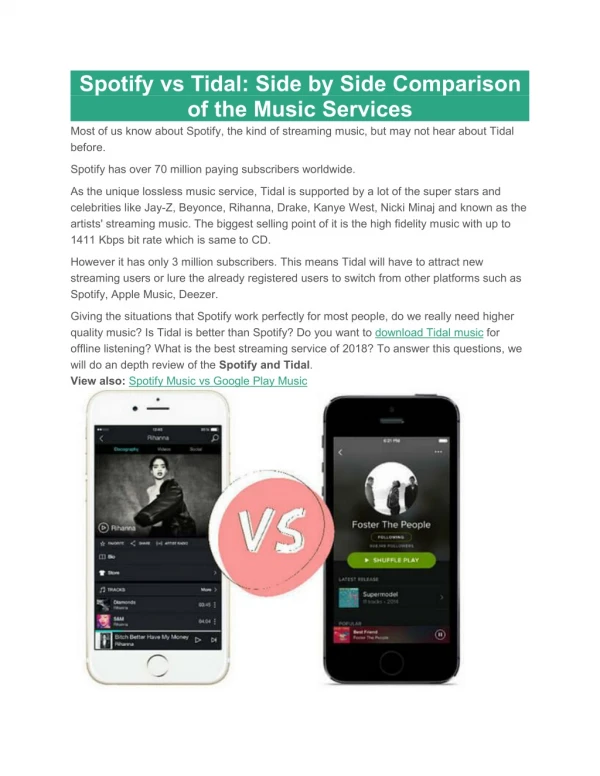Spotify vs Tidal: Side by Side Comparison of the Music Services