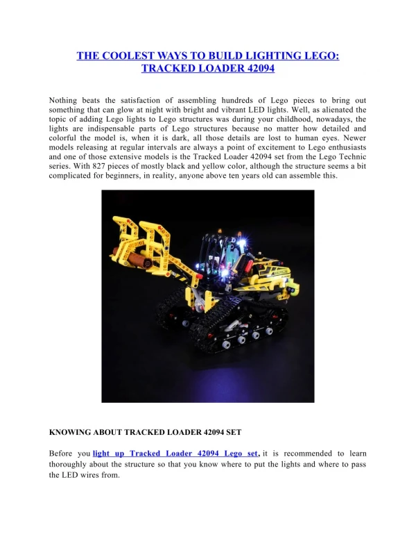 THE COOLEST WAYS TO BUILD LIGHTING LEGO: TRACKED LOADER 42094