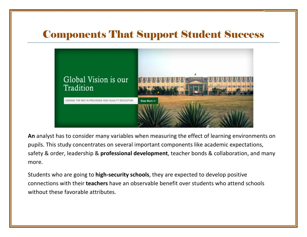 components that support student success