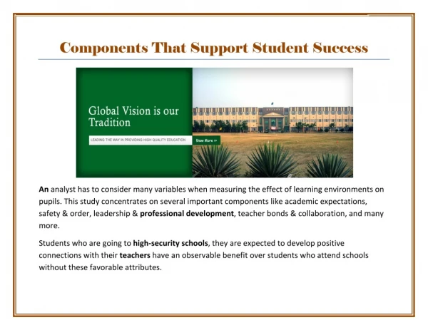 Components That Support Student Success