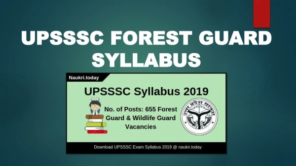 UPSSSC Forest Guard Syllabus 2019 PDF Wildlife Guard Exam Pattern