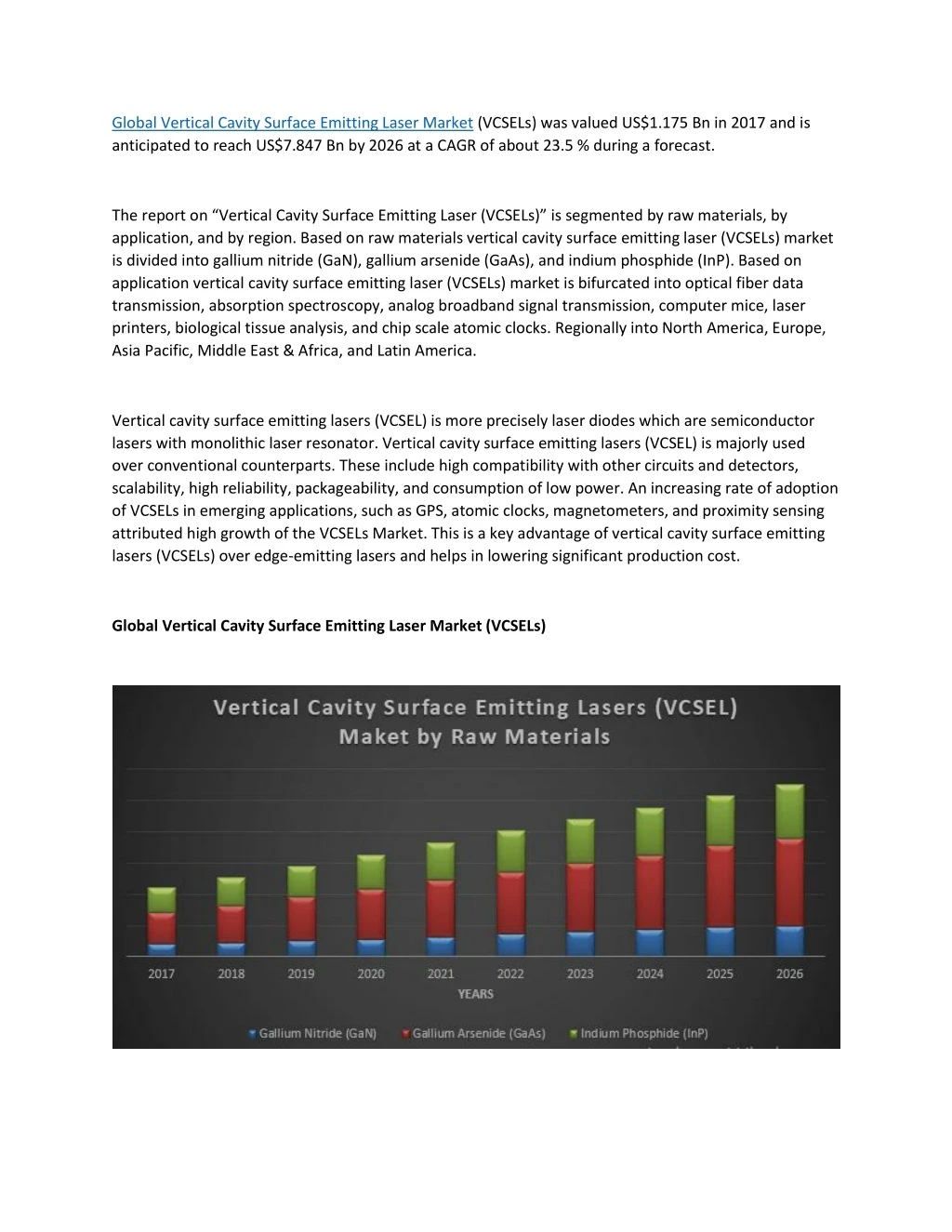 global vertical cavity surface emitting laser