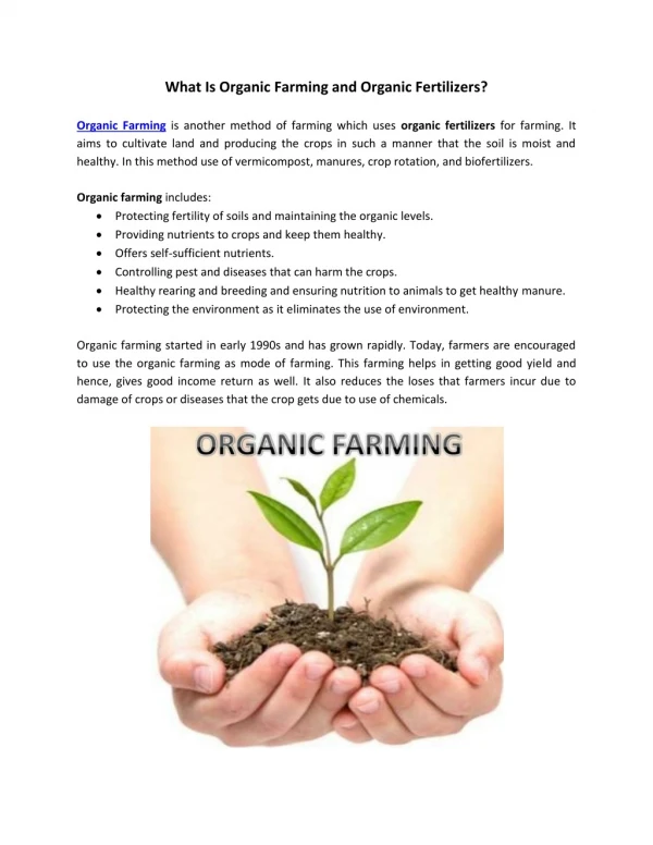 What Is Organic Farming and Organic Fertilizers?