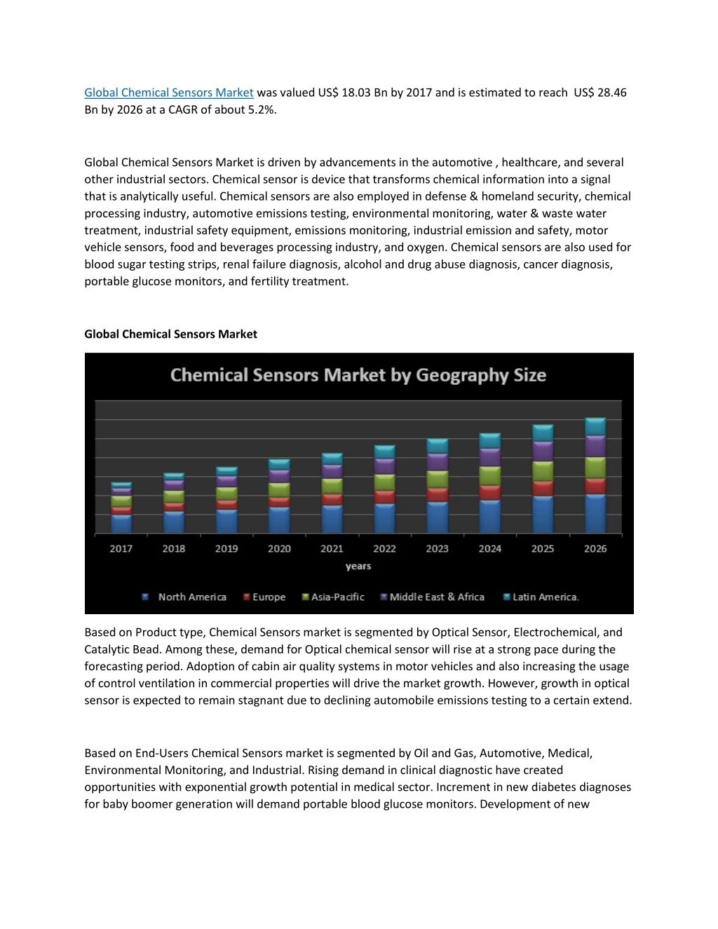 global chemical sensors market was valued