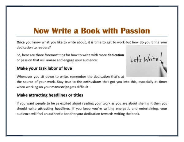 Now Write a Book with Passion