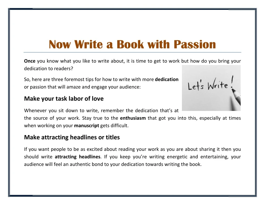 now write a book with passion now write a book