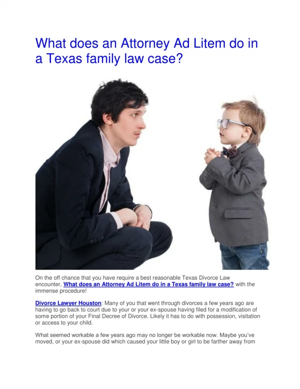 What does an Attorney Ad Litem do in a Texas family law case?