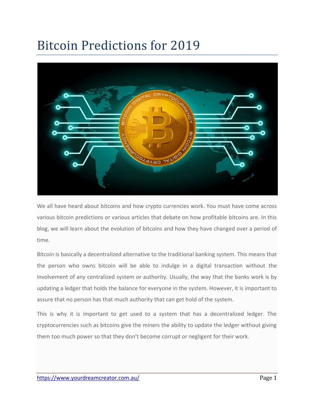 bitcoin predictions for 2019