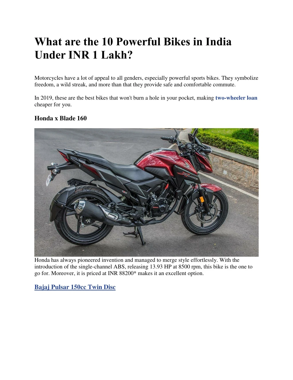 what are the 10 powerful bikes in india under