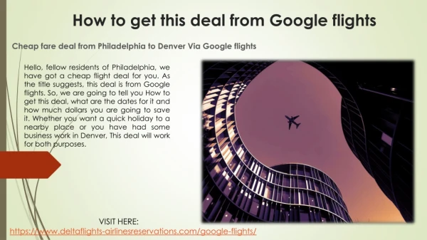 How to get this deal from Google flights