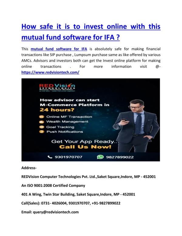 How safe it is to invest online with this mutual fund software for IFA ?