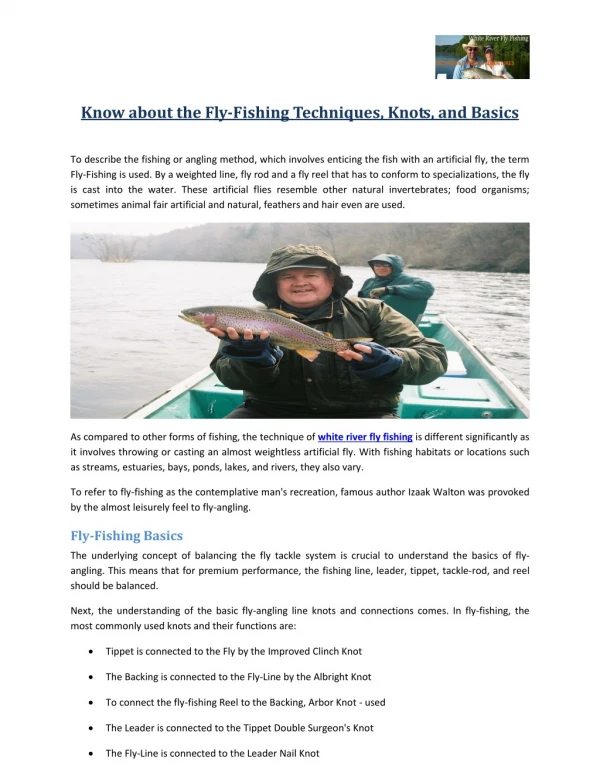 Know about the Fly Fishing Techniques Knots and Basics