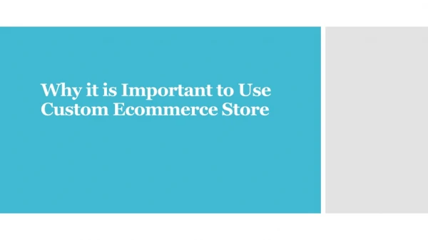 Why it is Important to Use Custom Ecommerce Store